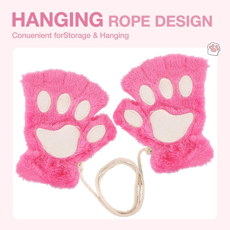 Tiny Chou Cat Paw Gloves for Cosplay Party Halloween Costume Accessories, Winter Fingerless Warm Gloves for Women Girls - Image 3